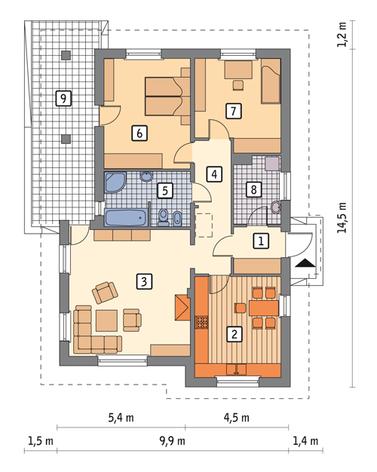 RZUT PARTERU POW. 94,7 m²