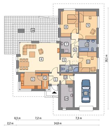 RZUT PARTERU POW. 120,3 m²